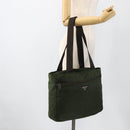PRADA Tote Bag Nylon Khaki Silver Auth YKZ1160-24
