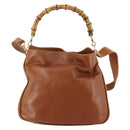 GUCCI Bamboo Shoulder Bag Leather 2way Brown Silver 001 1638 Auth YKZ1161-2