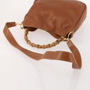 GUCCI Bamboo Shoulder Bag Leather 2way Brown Silver 001 1638 Auth YKZ1161-7