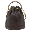 GUCCI Bamboo Purse Bag Leather 2way Brown Gold 001 2854 1657 Auth YKZ1162-13