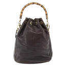 GUCCI Bamboo Purse Bag Leather 2way Brown Gold 001 2854 1657 Auth YKZ1162-2