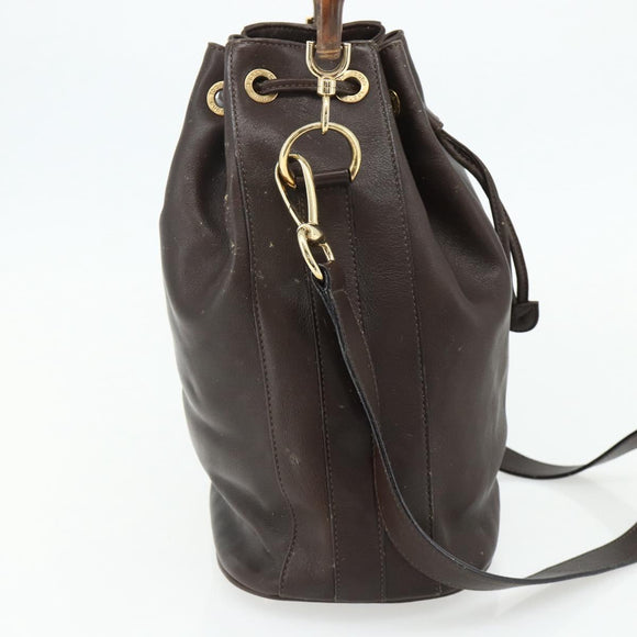 GUCCI Bamboo Purse Bag Leather 2way Brown Gold 001 2854 1657 Auth YKZ1162