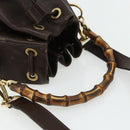GUCCI Bamboo Purse Bag Leather 2way Brown Gold 001 2854 1657 Auth YKZ1162-7