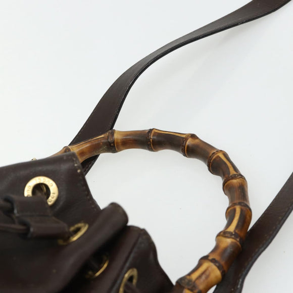 GUCCI Bamboo Purse Bag Leather 2way Brown Gold 001 2854 1657 Auth YKZ1162