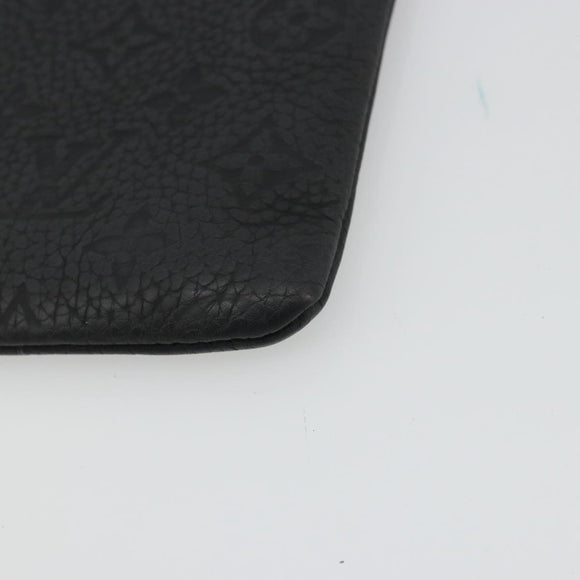 LOUIS VUITTON Taurillon Clemence LV Friend A4 Pouch Black M80147 Auth YKZ1165SAM