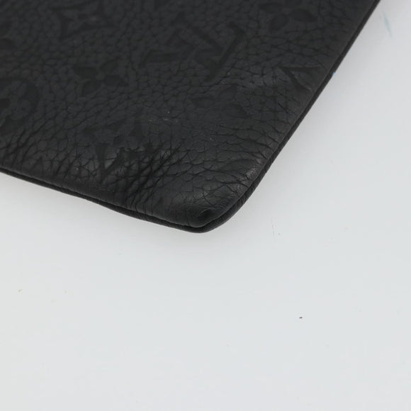 LOUIS VUITTON Taurillon Clemence LV Friend A4 Pouch Black M80147 Auth YKZ1165SAM