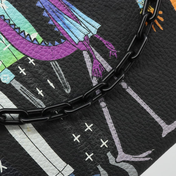 LOUIS VUITTON Taurillon Clemence LV Friend A4 Pouch Black M80147 Auth YKZ1165SAM
