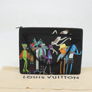 LOUIS VUITTON Taurillon Clemence LV Friend A4 Pouch Black M80147 Auth YKZ1165SAM-23