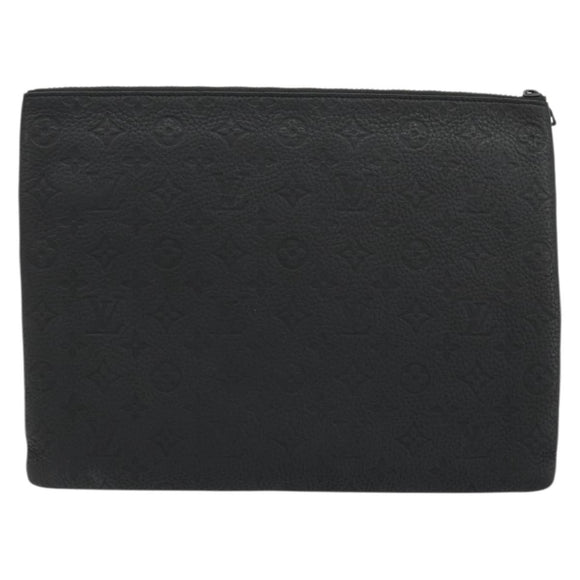 LOUIS VUITTON Taurillon Clemence LV Friend A4 Pouch Black M80147 Auth YKZ1165SAM