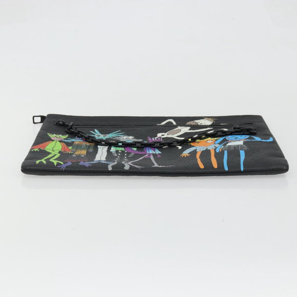 LOUIS VUITTON Taurillon Clemence LV Friend A4 Pouch Black M80147 Auth YKZ1165SAM