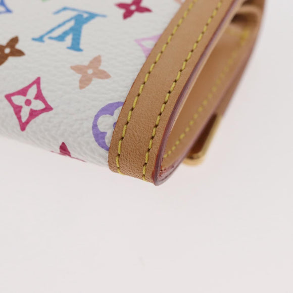 LOUIS VUITTON Multicolor Porte Monnaie Pla Münzbeutel Weiß M92657 Auth YKZ1168V