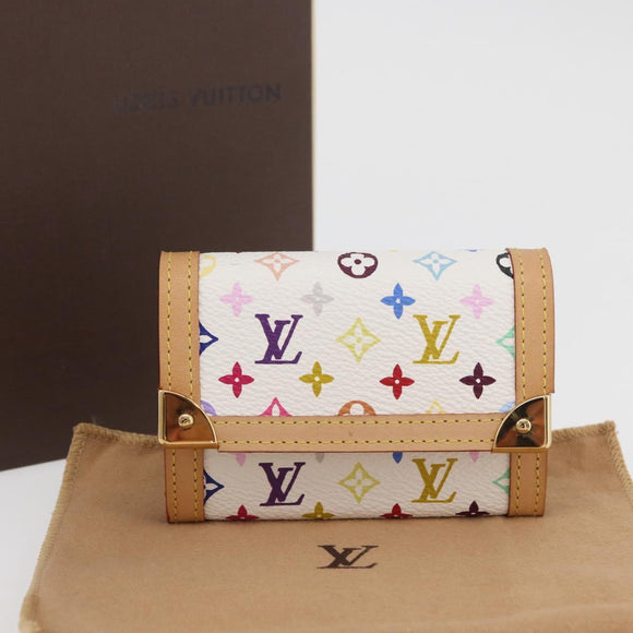 LOUIS VUITTON Multicolor Porte Monnaie Pla Münzbeutel Weiß M92657 Auth YKZ1168V