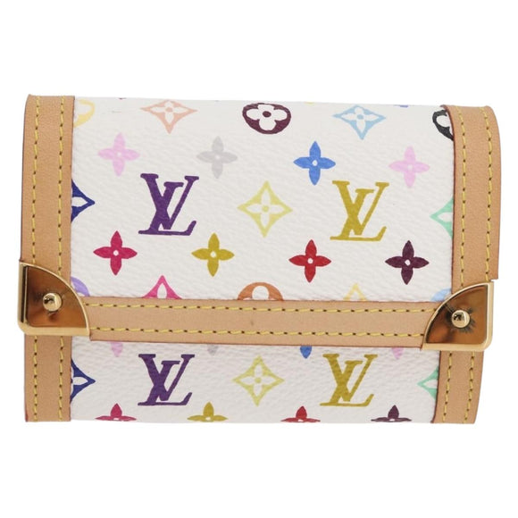 LOUIS VUITTON Multicolor Porte Monnaie Pla Münzbeutel Weiß M92657 Auth YKZ1168V