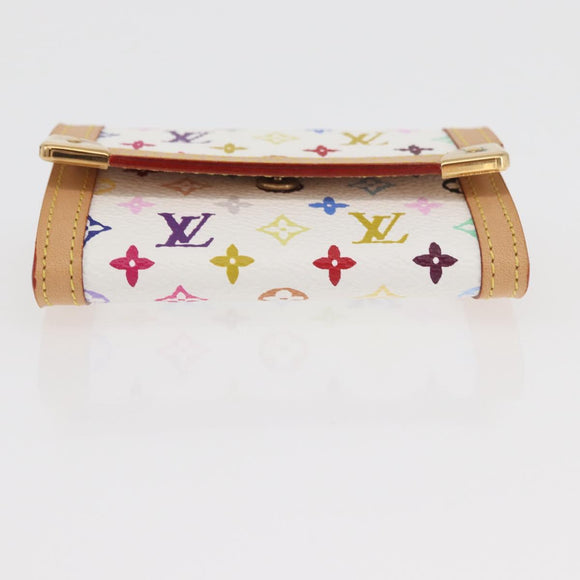 LOUIS VUITTON Multicolor Porte Monnaie Pla Münzbeutel Weiß M92657 Auth YKZ1168V