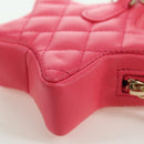 CHANEL Matelasse Star Bag Charm Lamb Skin Pink Gold CC Auth YKZ1175SAM-16