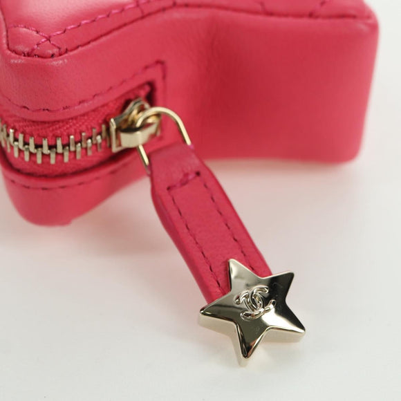 CHANEL Matelasse Star Bag Charm Lamb Skin Pink Gold CC Auth YKZ1175SAM