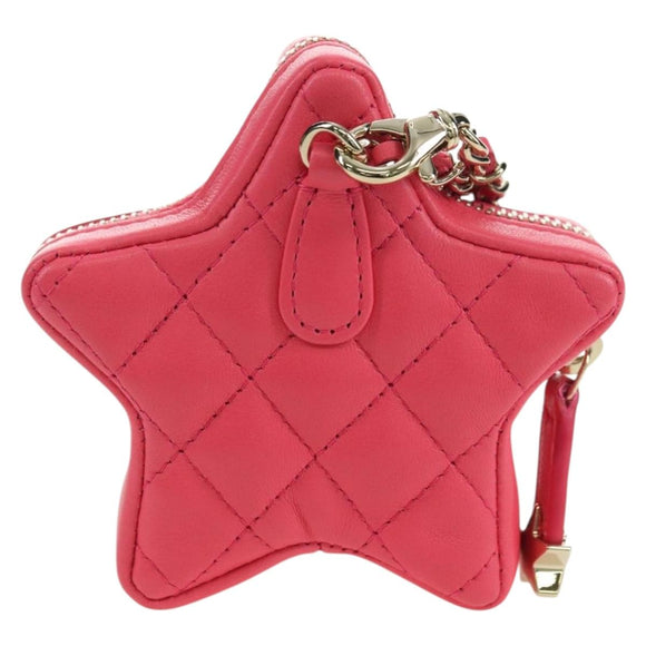 CHANEL Matelasse Star Bag Charm Lamb Skin Pink Gold CC Auth YKZ1175SAM