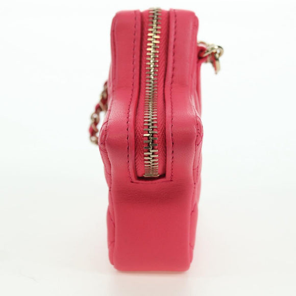 CHANEL Matelasse Star Bag Charm Lamb Skin Pink Gold CC Auth YKZ1175SAM