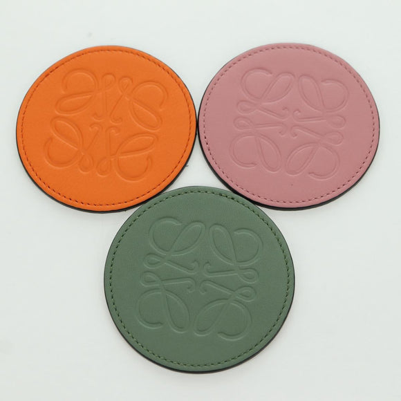 LOEWE Anagram Coaster Leather 6 Set Multicolor Auth YKZ1177M