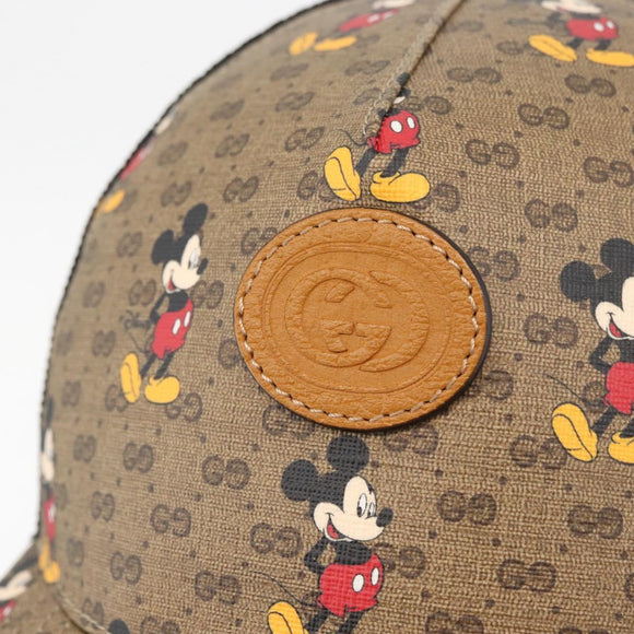 GUCCI Disney Mickey Mouse Cap Micro GG Supreme PVC Beige 602979 Auth YKZ1180SM