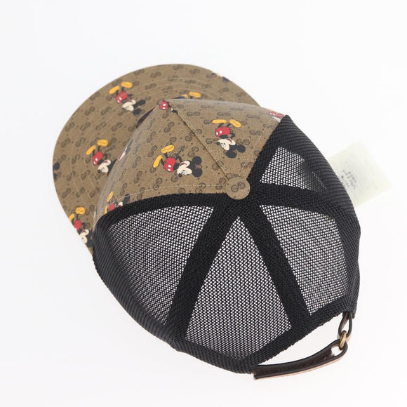 GUCCI Disney Mickey Mouse Cap Micro GG Supreme PVC Beige 602979 Auth YKZ1180SM