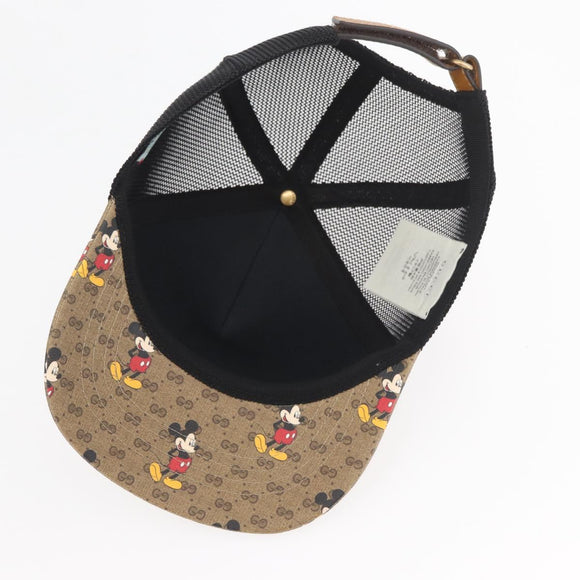 GUCCI Disney Mickey Mouse Cap Micro GG Supreme PVC Beige 602979 Auth YKZ1180SM