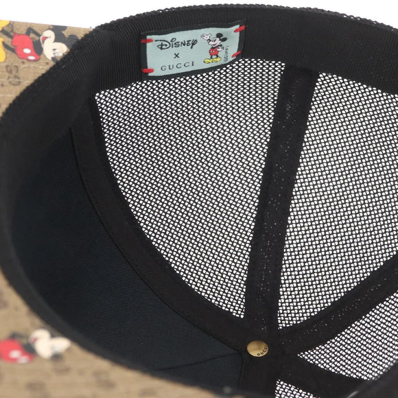 GUCCI Disney Mickey Mouse Cap Micro GG Supreme PVC Beige 602979 Auth YKZ1180SM
