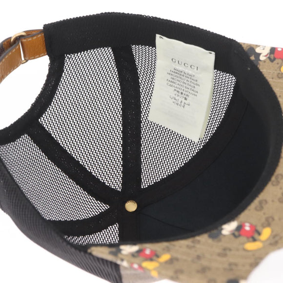 GUCCI Disney Mickey Mouse Cap Micro GG Supreme PVC Beige 602979 Auth YKZ1180SM