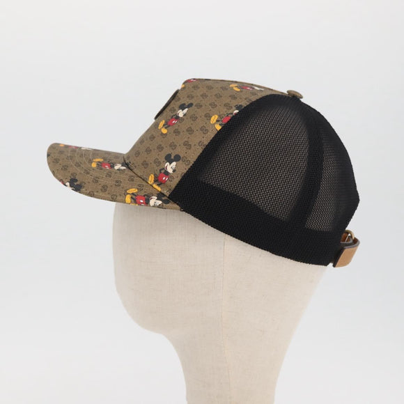GUCCI Disney Mickey Mouse Cap Micro GG Supreme PVC Beige 602979 Auth YKZ1180SM