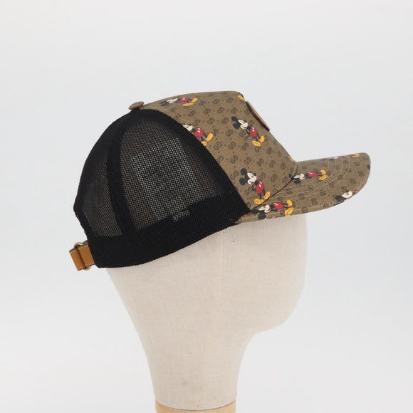 GUCCI Disney Mickey Mouse Cap Micro GG Supreme PVC Beige 602979 Auth YKZ1180SM