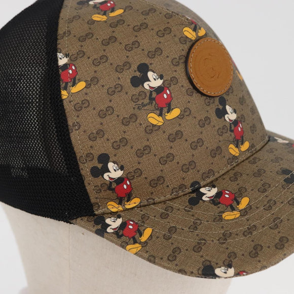 GUCCI Disney Mickey Mouse Cap Micro GG Supreme PVC Beige 602979 Auth YKZ1180SM