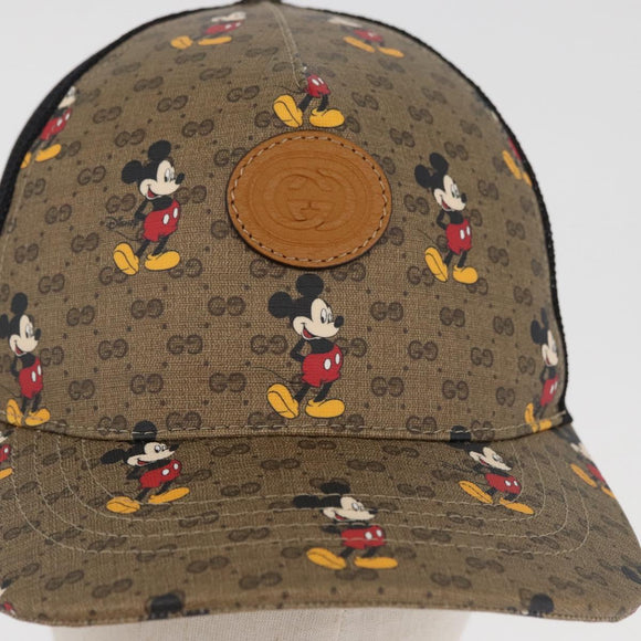 GUCCI Disney Mickey Mouse Cap Micro GG Supreme PVC Beige 602979 Auth YKZ1180SM