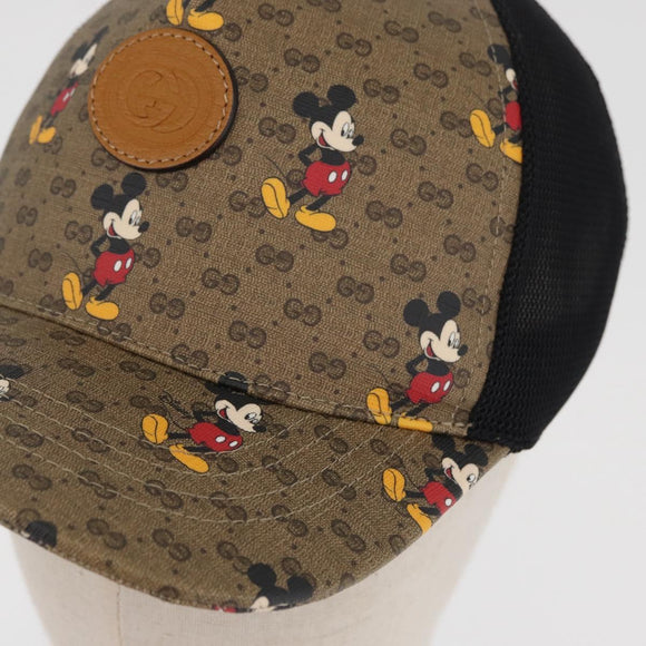 GUCCI Disney Mickey Mouse Cap Micro GG Supreme PVC Beige 602979 Auth YKZ1180SM