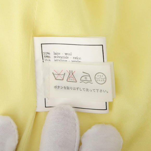 CHANEL Jacket Skirt Setup Wool Yellow CC Auth YKZ1185SAV