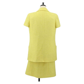 CHANEL Jacket Skirt Setup Wool Yellow CC Auth YKZ1185SAV - 0