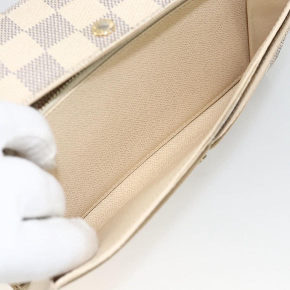 LOUIS VUITTON Damier Azur Portefeuille Sarah Long Wallet N61735 LV Auth YKZ1187