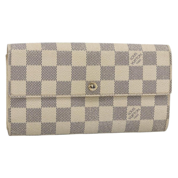 LOUIS VUITTON Damier Azur Portefeuille Sarah Long Wallet N61735 LV Auth YKZ1187