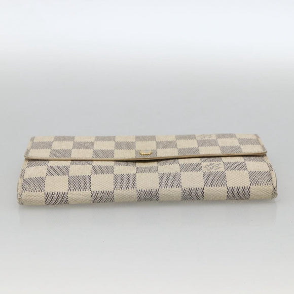 LOUIS VUITTON Damier Azur Portefeuille Sarah Long Wallet N61735 LV Auth YKZ1187