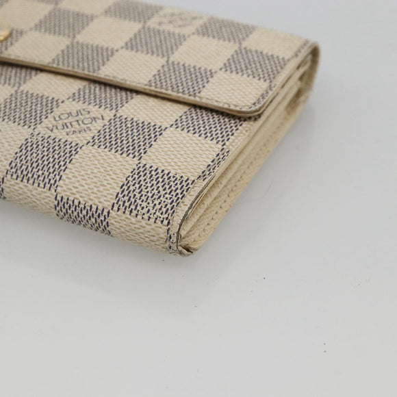 LOUIS VUITTON Damier Azur Portefeuille Sarah Long Wallet N61735 LV Auth YKZ1187