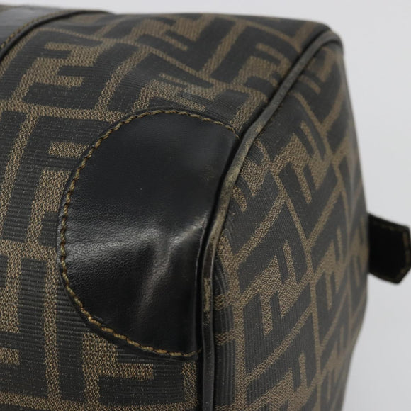 FENDI Zucca Canvas Boston Bag Brown Black Auth YKZ1193