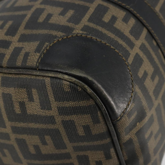 FENDI Zucca Canvas Boston Bag Brown Black Auth YKZ1193