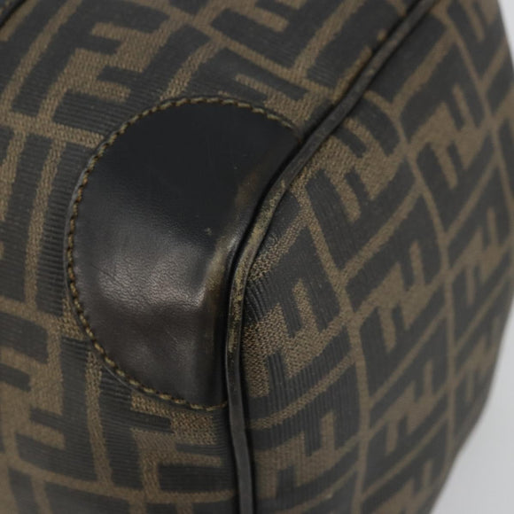 FENDI Zucca Canvas Boston Bag Brown Black Auth YKZ1193