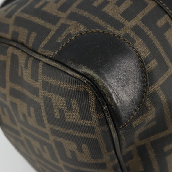 FENDI Zucca Canvas Boston Bag Brown Black Auth YKZ1193