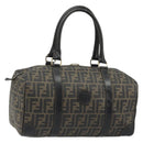 FENDI Zucca Canvas Boston Bag Brown Black Auth YKZ1193-1