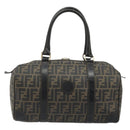 FENDI Zucca Canvas Boston Bag Brown Black Auth YKZ1193-13