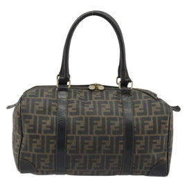 FENDI Zucca Canvas Boston Bag Brown Black Auth YKZ1193 - 0
