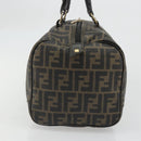 FENDI Zucca Canvas Boston Bag Brown Black Auth YKZ1193-3