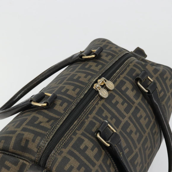 FENDI Zucca Canvas Boston Bag Brown Black Auth YKZ1193