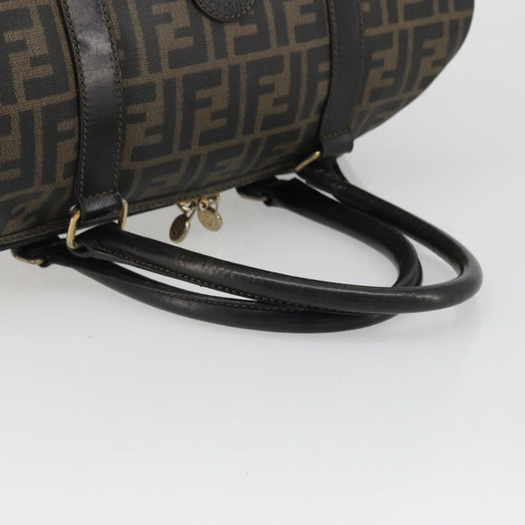 FENDI Zucca Canvas Boston Bag Brown Black Auth YKZ1193