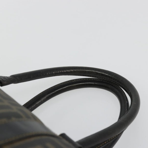 FENDI Zucca Canvas Boston Bag Brown Black Auth YKZ1193